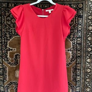 Red dress with flutter sleeves
